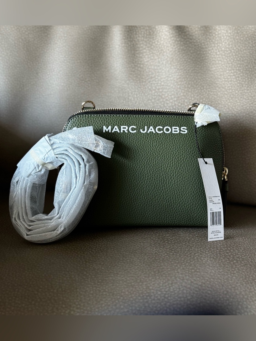 NWT Marc Jacobs Olive Green Pebbled Leather Crossbody - Picture 5 of 12